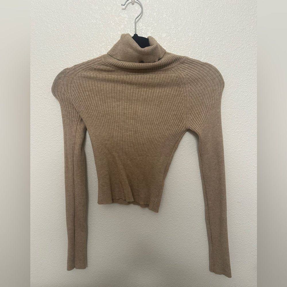 Love Tree Camel Ribbed Turtleneck Sweater